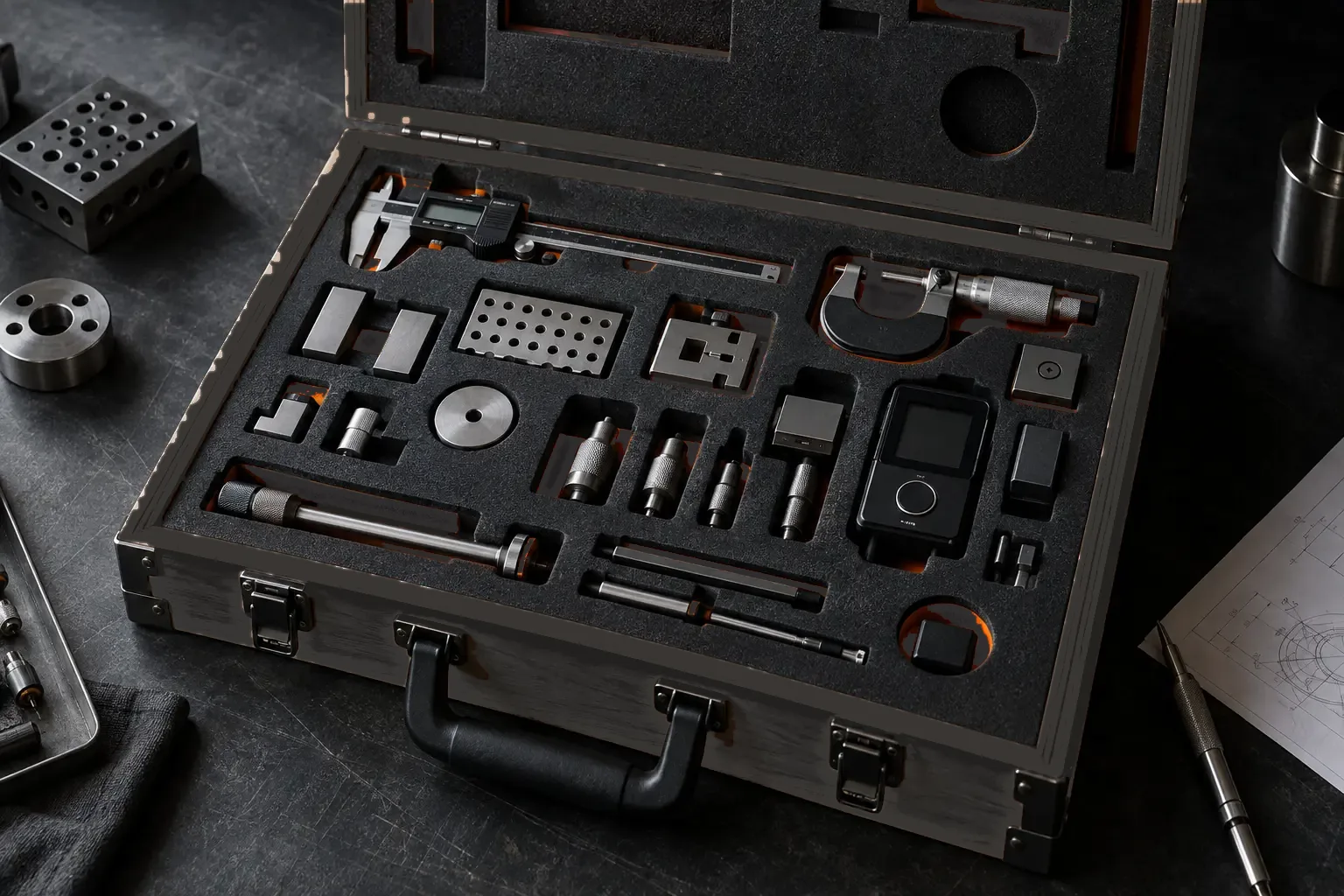 Custom foam case for precision instruments and tool sets